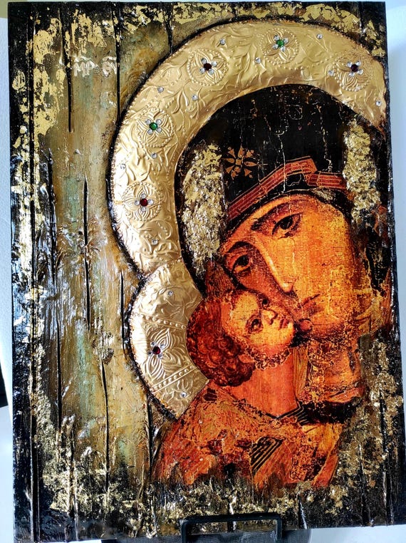The Virgin Mary of Vladimir and Jesus - Christianity Orthodox Byzantine Greek Icons