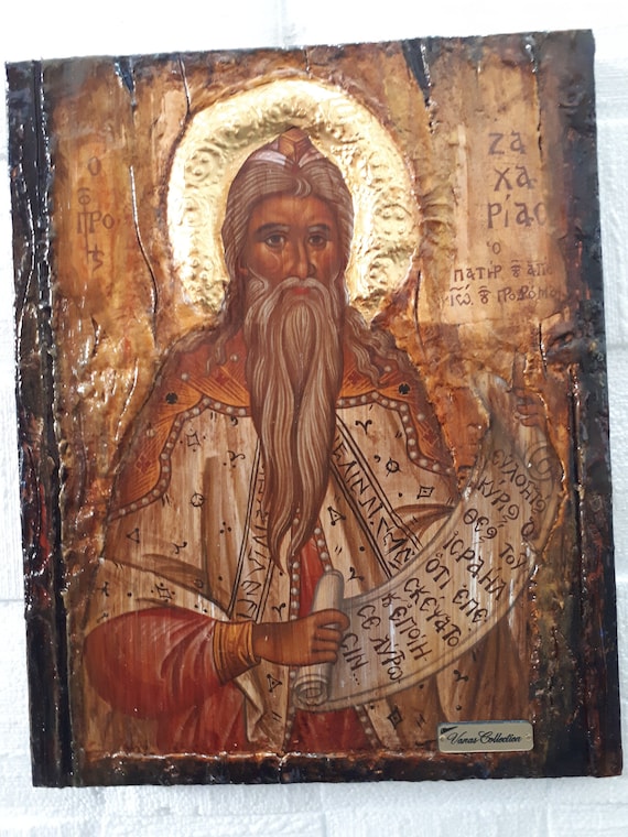 Orthodox Icon of Prophet Zachariah, Zacharias Christianity Greek Orthodox Icons