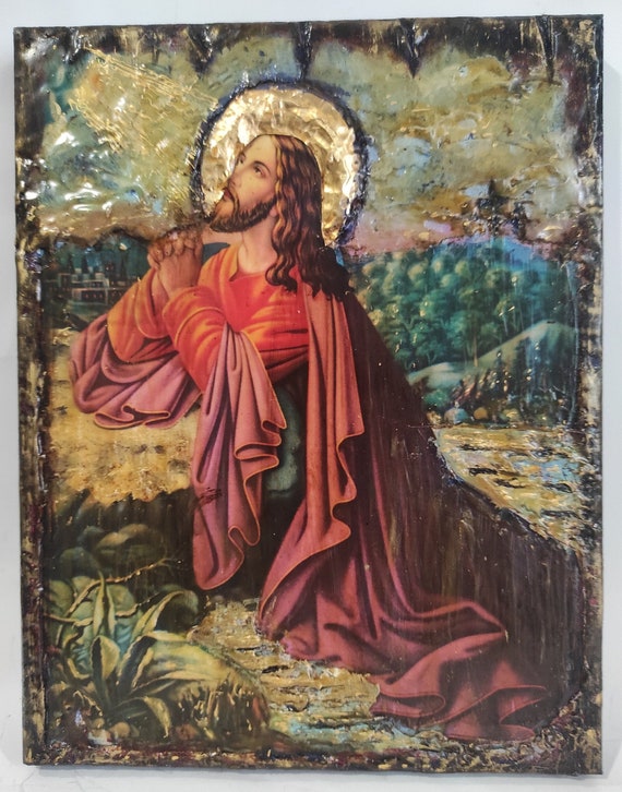 Jesus Christ Prayer in Gethsemane-Greek Christian Orthodox Catholic Handmade Icons