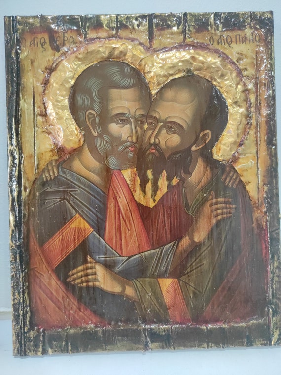 Peter and Paul, Founders of the Antiochian see - Russian Byzantine Greek Icons on Wood