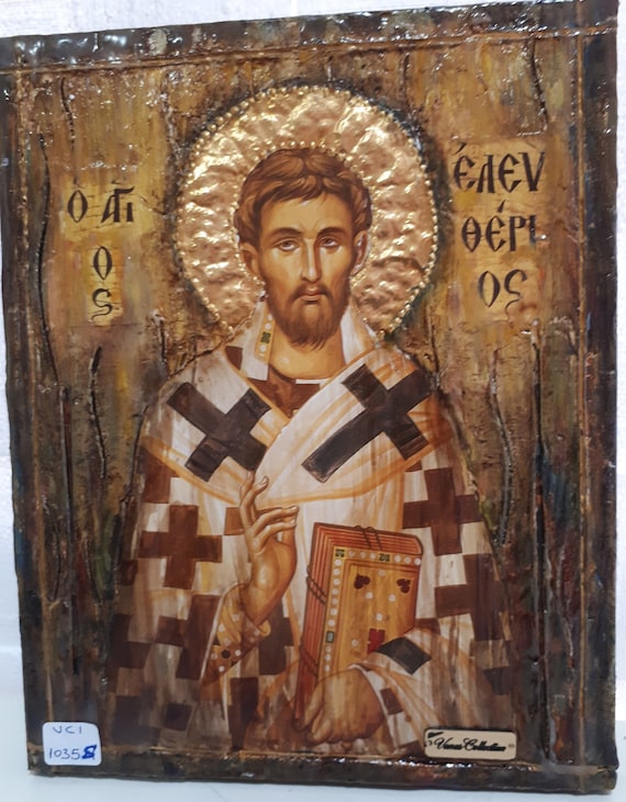 Christian Icon Saints Eleutherius Saint Eleftherios Saint Eleuthere Religious Ikons