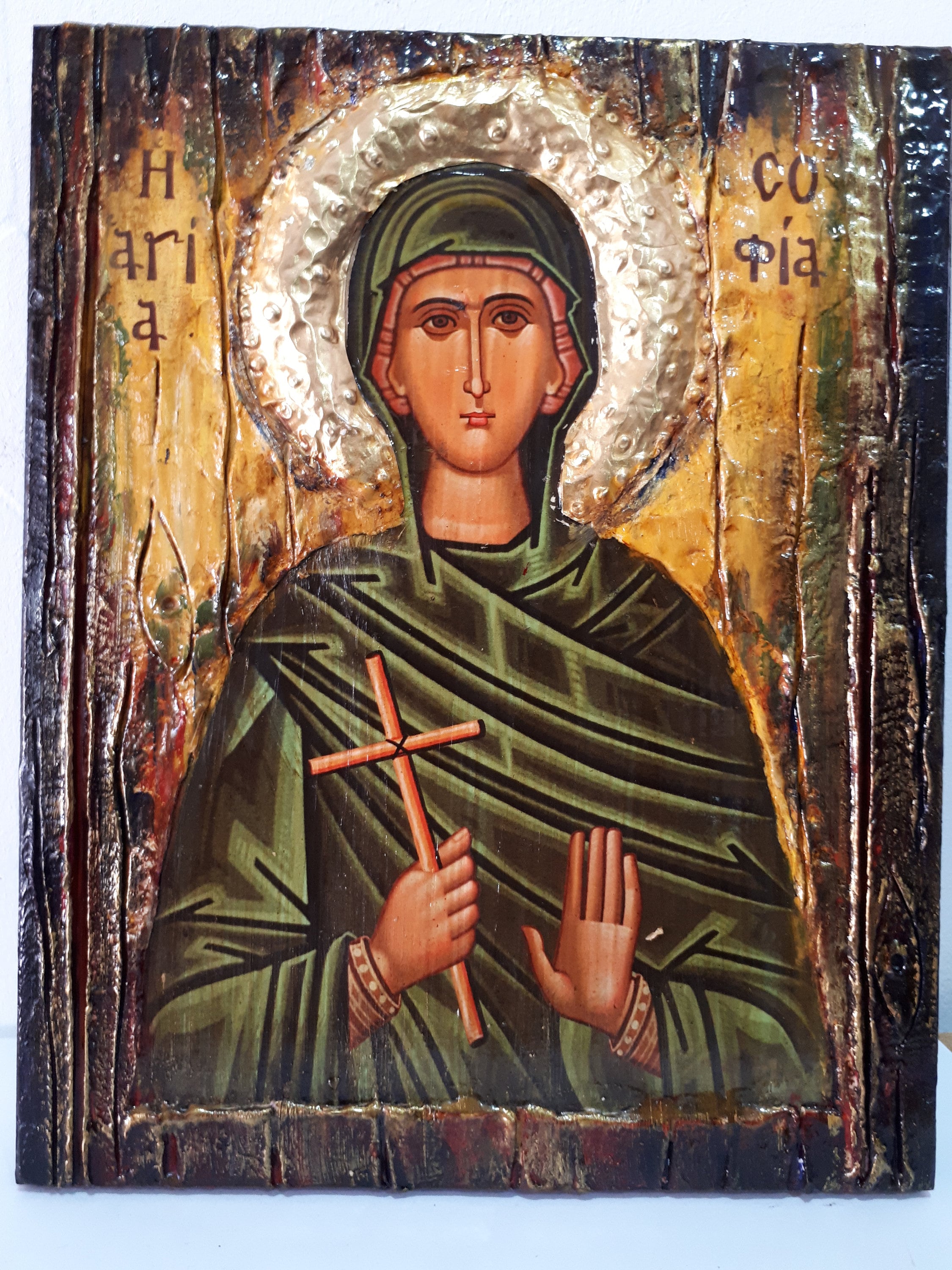 St Sophia Sofia the Martyr Icon Rare Byzantine Greek Orthodox Antique