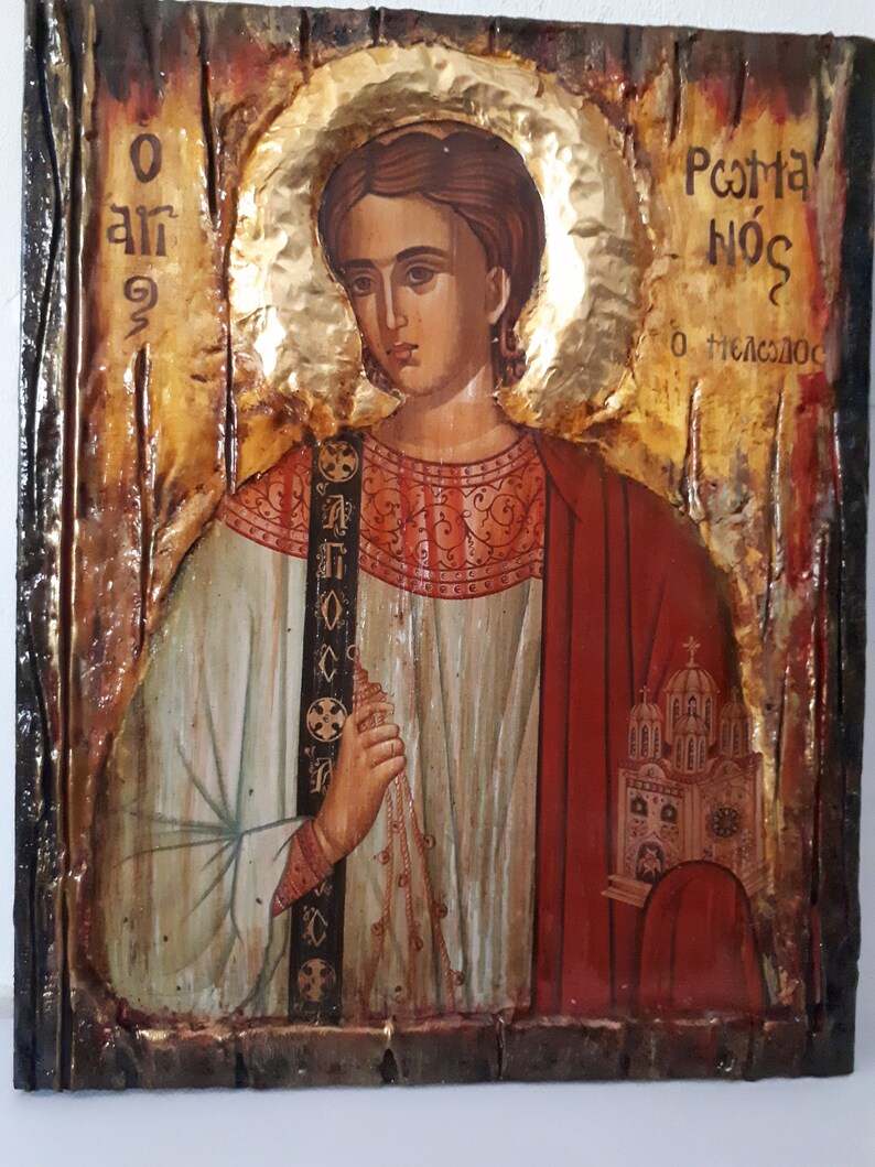 Saint St. Romanos the Melodist icon on Wood Icon-Orthodox Greek Christian Catholic Icons
