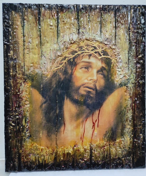 Jesus Christ Crossed with Crown of Thorns on his Head Icon- Greek Orthodox Russian Icons