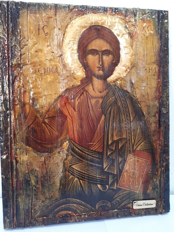 Saint St. Emmanuel Icon- Greek Orthodox Byzantine Antique Style Icons