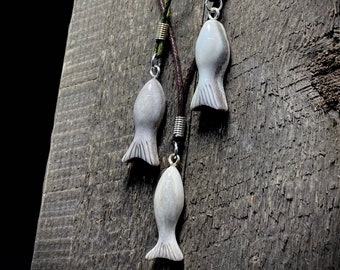 Fish Necklace Carved Antler Fish Pendant Little Fishy Jewellery Unisex Jewelry Fisherman Gift Fish Lover Fishing Gift for Men Fish Fanatic