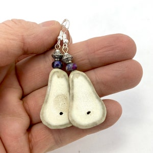 Antler Earrings Jewelry Carved Caribou Antler Boho Jewelry Beaded Earrings Natural Jewellery Silver Stone Beads Purple Gift for Her image 4