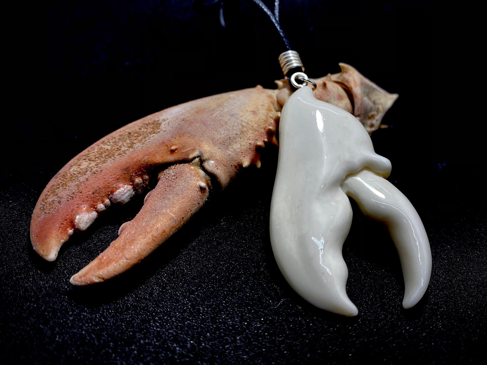 Lobster Claw Bone Necklace Carved Lobster Pendant Hand Carved Etsy UK
