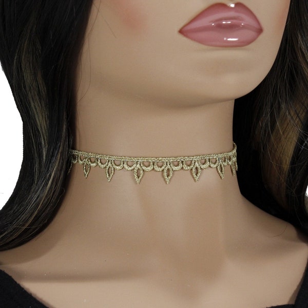 Gold lace choker collar necklace Elegant feminine simple choker necklace for woman