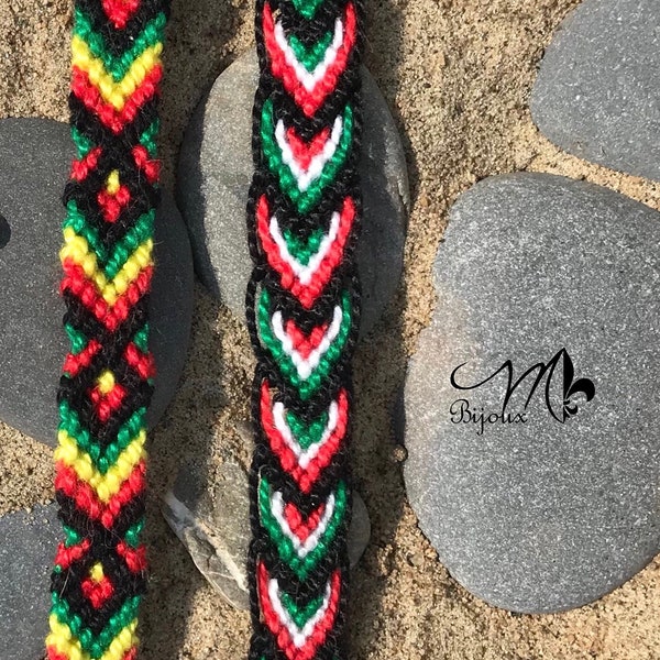 Bracelet d'amitié couleurs rasta et autres