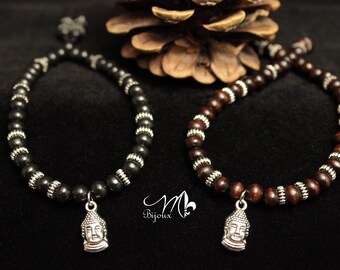 Wooden Buddah bracelet for women, men, unisex