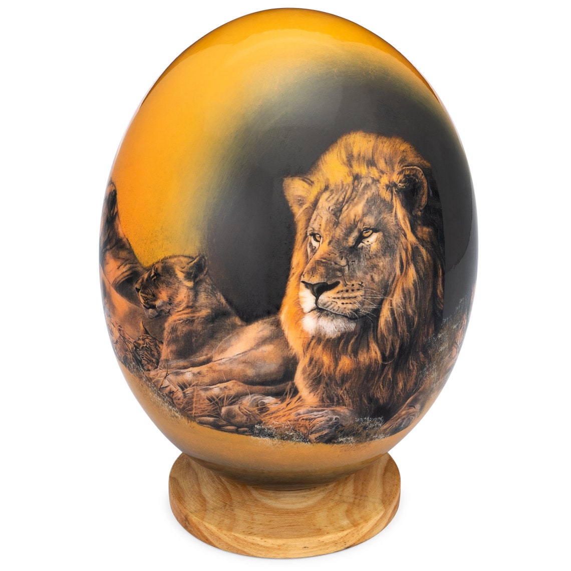 Premium Decorated Ostrich Egg with Wooden Display Stand Etsy