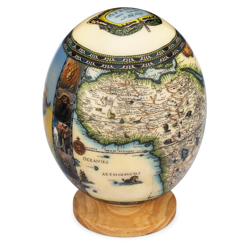 Premium Decorated Ostrich Egg With Wooden Display Stand Etsy