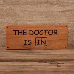 The Doctor Is In, Wooden Block, Charlie Brown, Peanuts, Wooden Sign, Laser Engraved Gifts, Snoopy, Shelf Sitter, Psychiatric Help 5 Cents