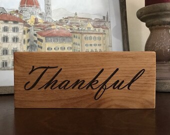 Thankful Sign, Thanksgiving Sign, Thankful Wood Sign, Laser Engraved, Thankful Decor, Fall Wood Signs, Fall Table Decor, Fall Decorations