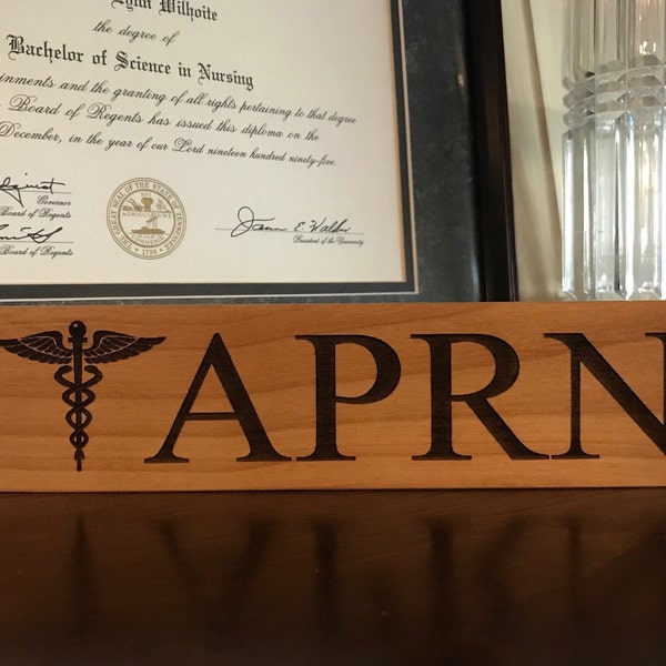 APRN, Laser Engraved, Wood Block Sign, Advanced Practice, Registered Nurse, RN Caduceus, Registered Nurse, RN Gift, Nurse Practitioner, rn