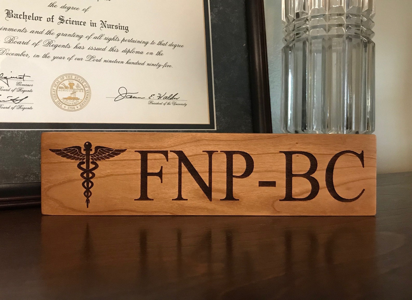 FNP-BC, Laser Engraved, Wood Block, Fnc-bc Sign, Nurse Practitioner, NP ...