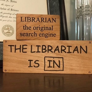 The Librarian Is In, Laser Engraved, Wood Block, Gift For Librarian, Librarian Decor, Librarian Birthday, School Librarian, Librarian Sign