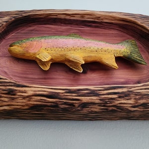 Hand Carved, Hand Painted, Wooden Trout Decor, Fish Wall Art, Lake ...