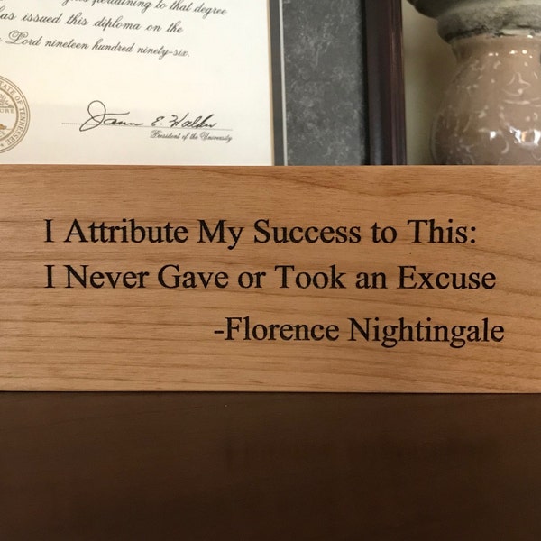 Florence Nightingale Wood Block, Nurse Success, Laser Engraved, Nurse Graduation, Nurse Practitioner,  Gift for Nurse, Nightingale pledge