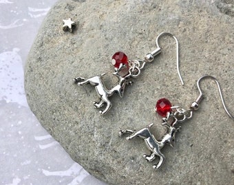 Reindeer earrings, clip on earrings, bridesmaid, Mum, daughter, earrings, silver plated