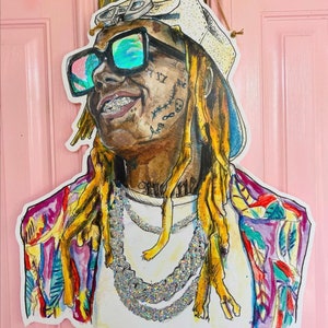Lil Wayne Door Hanger: New Orleans Art, Door Hanger, New Orleans Decor, Louisiana Art, 504 Funk, Outdoor, Door Wreath, Made in NOLA