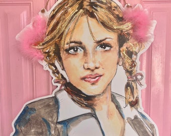 Britney Spears Door Hanger: New Orleans Art, New Orleans Decor, Louisiana Art, 504 Funk, Outdoor, Door Wreath, Made in NOLA