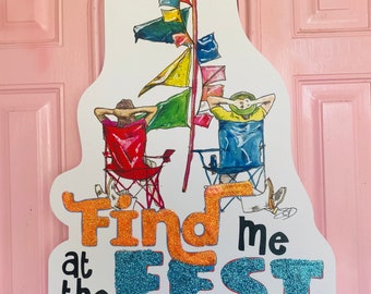 Fest Doorhanger: New Orleans Art, Door Hanger, New Orleans Decor, Louisiana Art, 504 Funk, Outdoor, Door Wreath, Made in NOLA