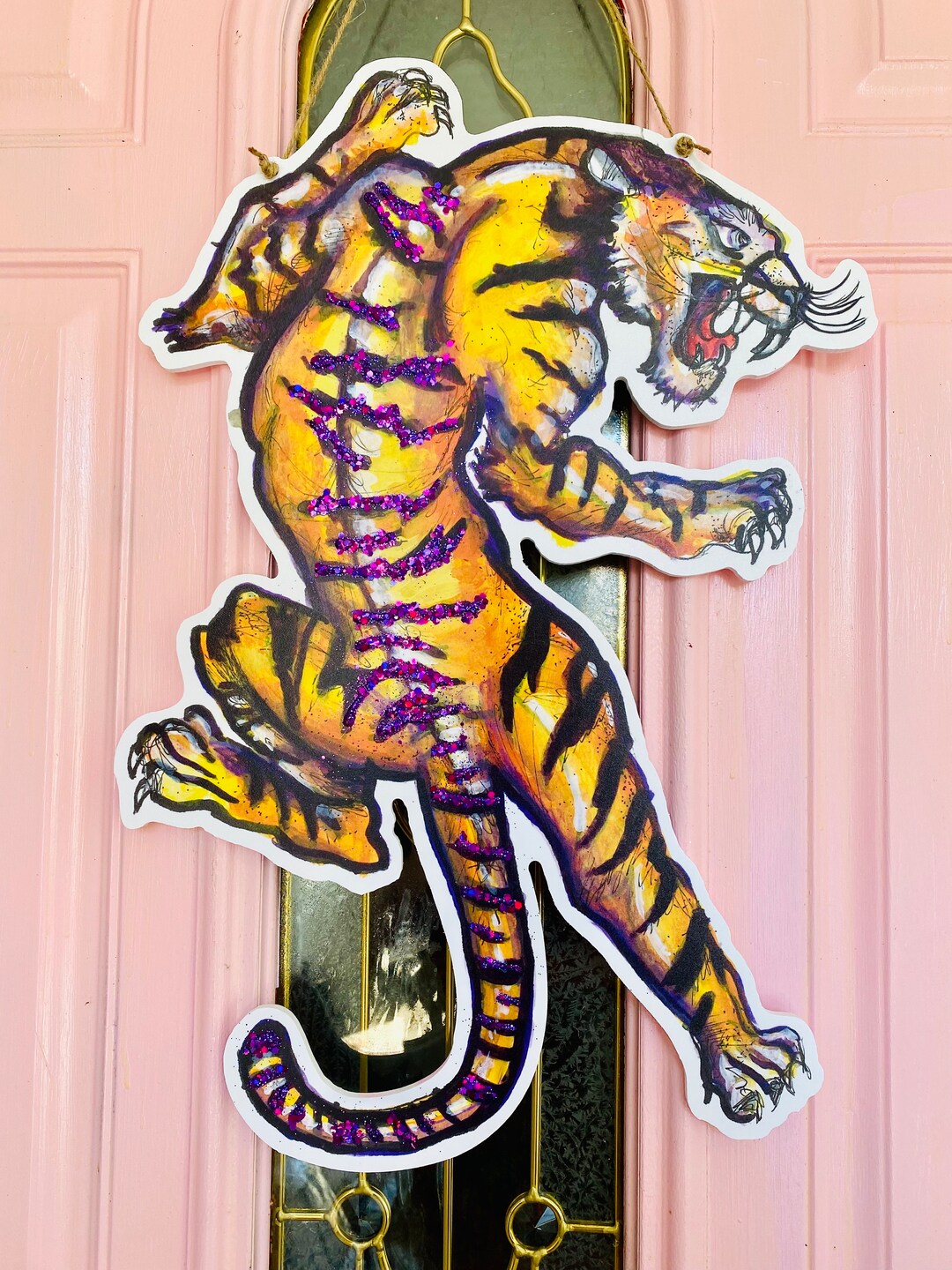 Tiger Door Hanger New Orleans Art, Door Hanger, New Orleans Decor