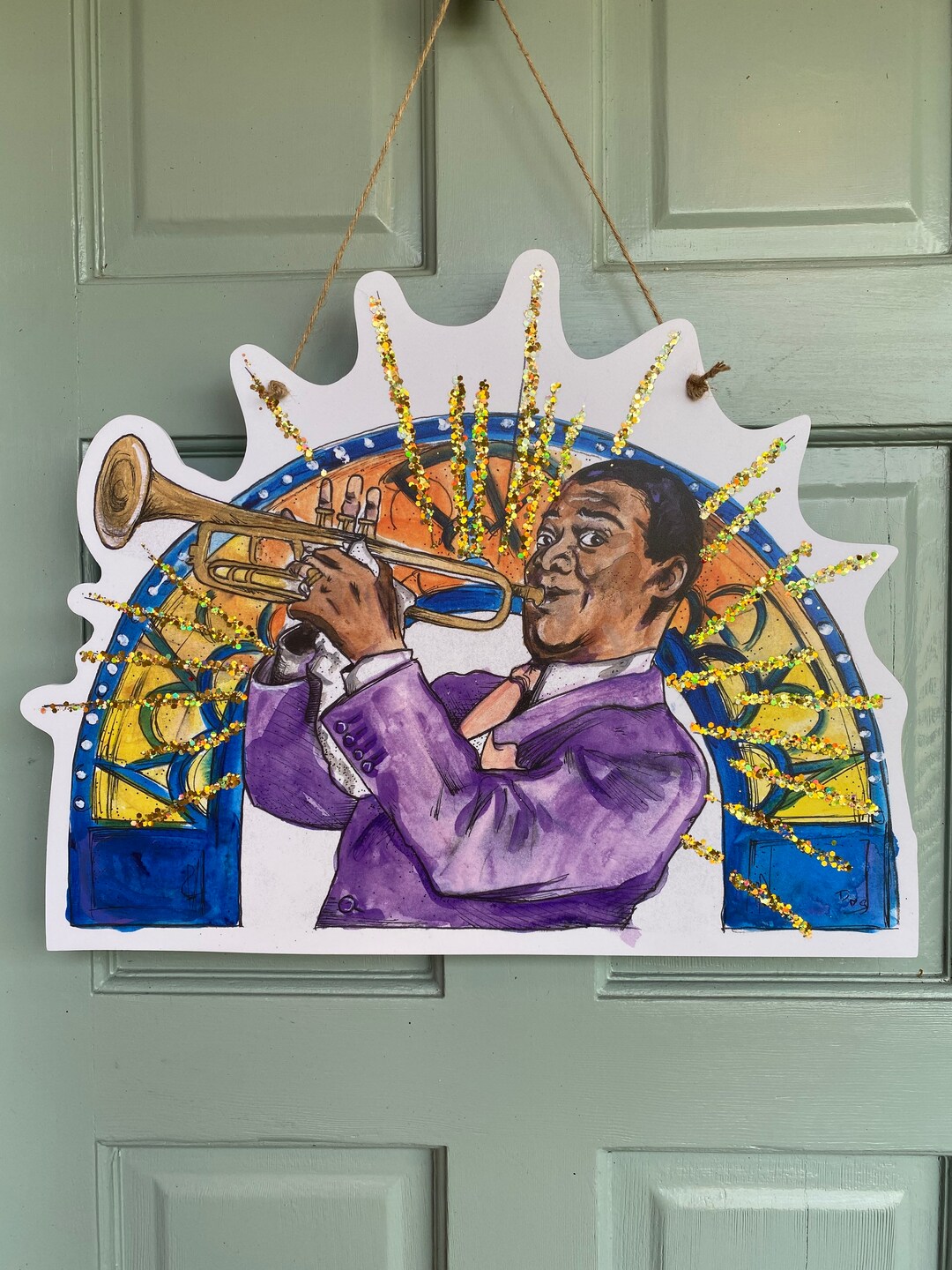 Louie Armstrong Door Hanger New Orleans Art, Door Hanger, New Orleans