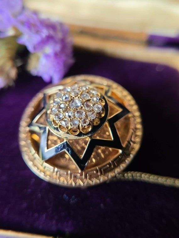 Antique 18k gold Victorian Celestial Diamond Brooc