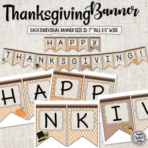 Printable Thanksgiving Banner - Holiday Banner - Fall Banner - Classroom Banner - Thanksgiving party