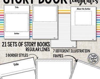 Writer’s Workshop Regular Lines Storybook Templates | Upper Elementary Writing Pages with Borders