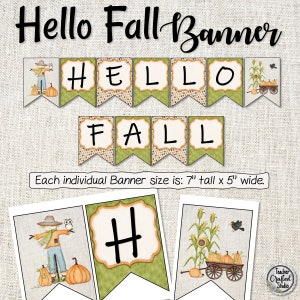 Printable Hello Fall Banner - Fall Leaves banner - Fall Banner - Bulletin Board