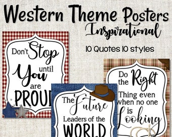 Western Theme Printable Inspirational Posters | Downloadable Cowboy Posters | Classroom Posters