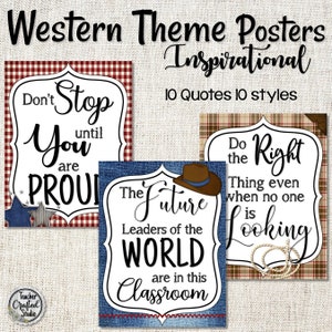 Western Theme Printable Inspirational Posters | Downloadable Cowboy Posters | Classroom Posters