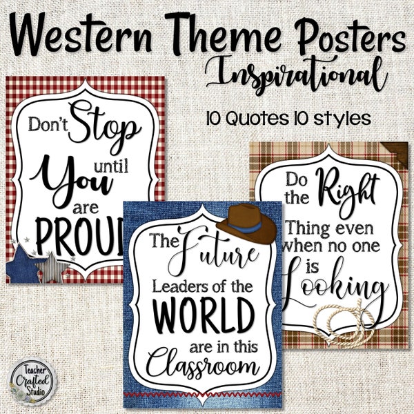 Western Theme Printable Inspirational Posters | Downloadable Cowboy Posters | Classroom Posters