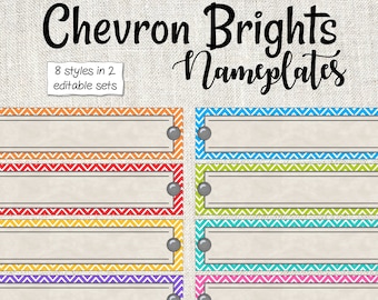 Printable Chevron Brights Desktop Nameplates - Wall Labels - Name Tags - Classroom Labels - Teacher Tools