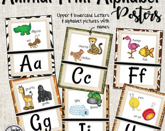 Animal Print Alphabet Posters - Alphabet Images and Words - Instant Digital Download - Classroom Posters