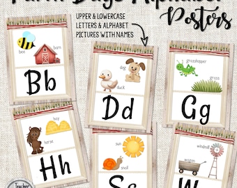 Farm Days Alphabet Posters | ABC printable Posters | Classroom or Kids Room Posters