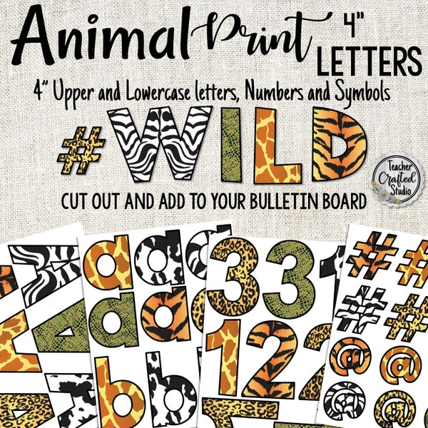 Animal Print Bulletin Board Letters | Classroom cut out letters | Safari Classroom decor