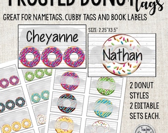 Donut Name Tags | Event Tags | Classroom Tags | Food Tags