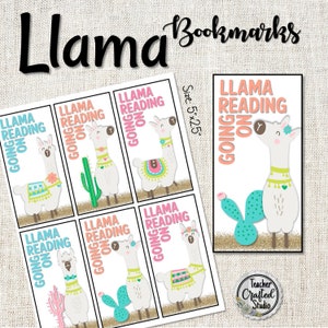 Printable Llama Bookmarks - Llama Birthday - Classroom Bookmarks - Library Bookmarks - Classroom Reading