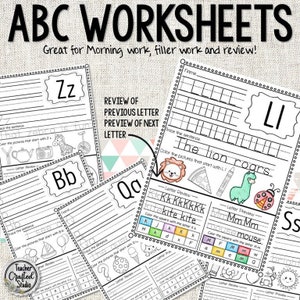 Printable ABC worksheets | Alphabet Morning Work | No Prep Worksheets | Kindergarten Upper and LowerCase