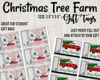 Red Truck and Tree farm Christmas Tags | Student Christmas Gift Tags | Holiday Gift Tags