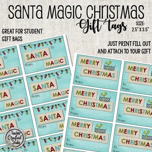 Santa Magic And Merry Christmas Gift Tags - Student Gift Tags - Holiday Gift Tags