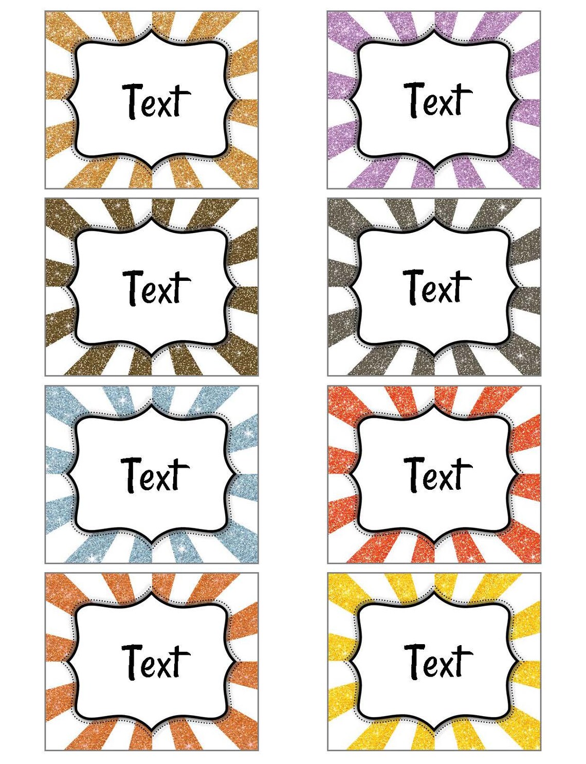 Printable Glitter Starburst Tags - Editable Organizational Tags ...
