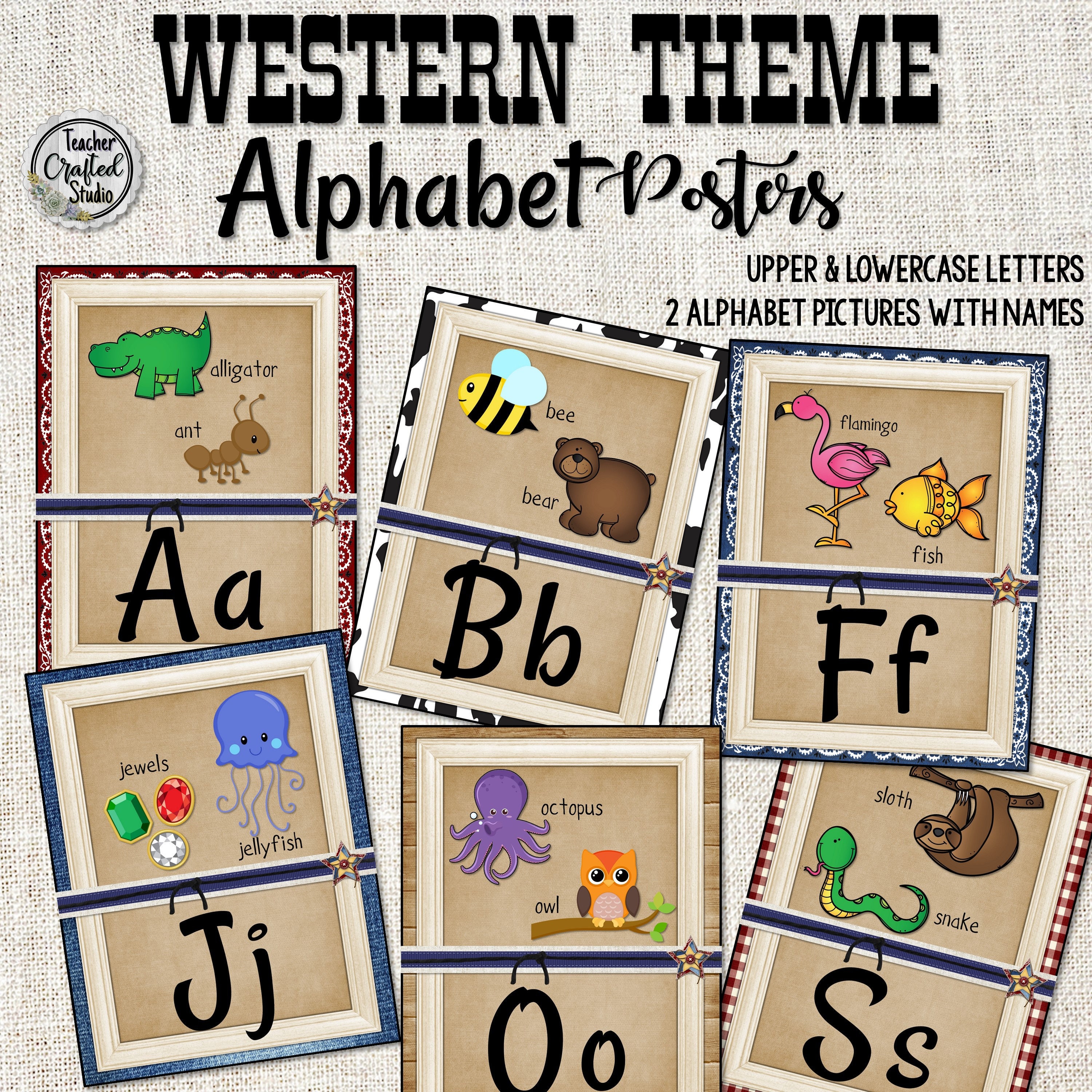Western Theme Alphabet Posters Alphabet Images and Words Instant