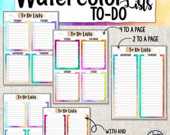 Watercolor To Do Lists | Printable To Do Lists | Colorful To Do Lists | Teacher To Do Lists