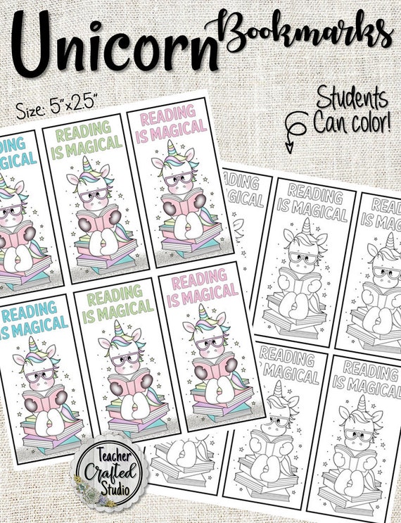 printable coloring bookmarks unicorn
